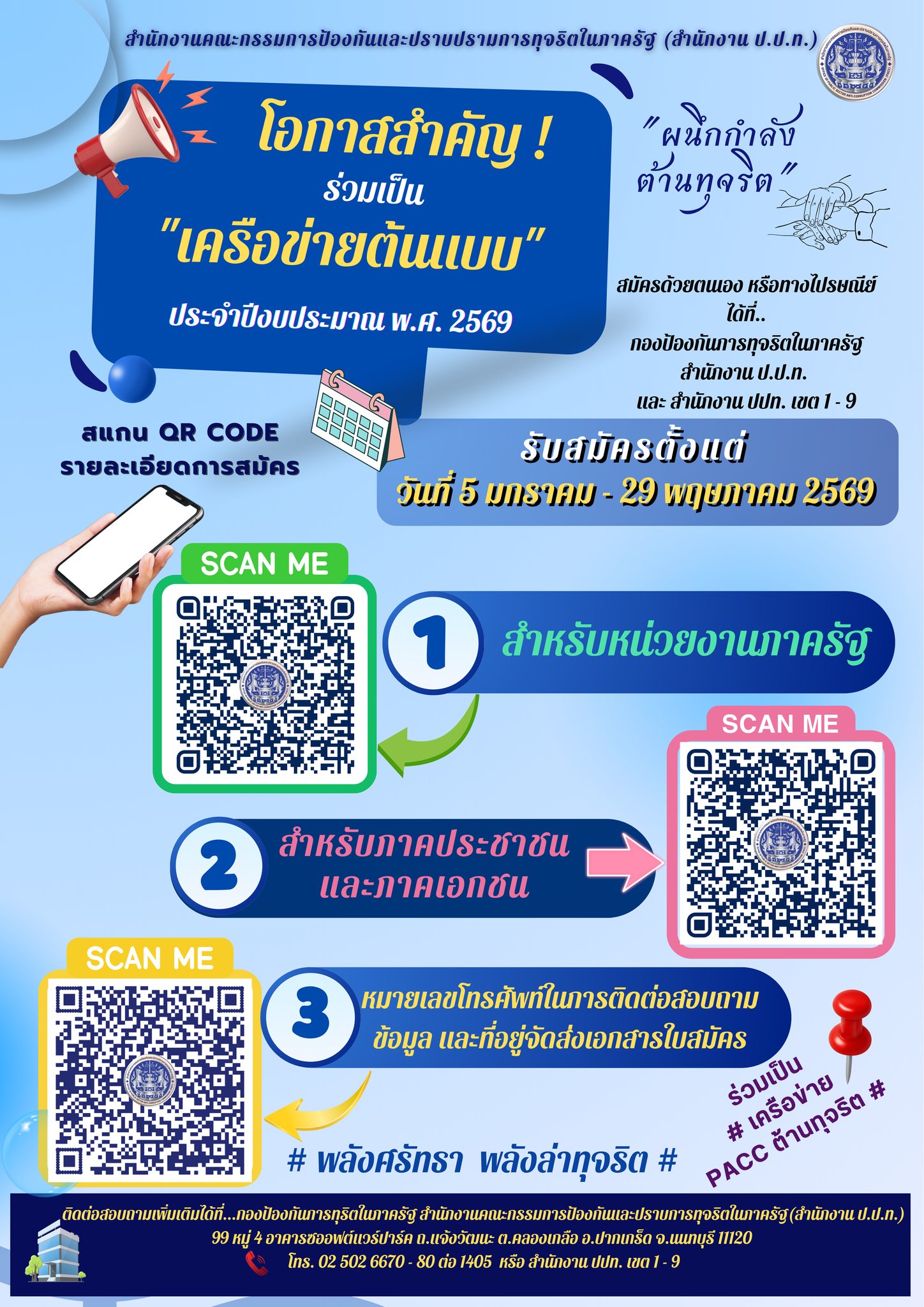 สำนักงาน ป.ป.ท. เปิดรับสมัครคัดเลือกเครือข่ายเพื่อเข้ารับรางวัล__(69/1/16)