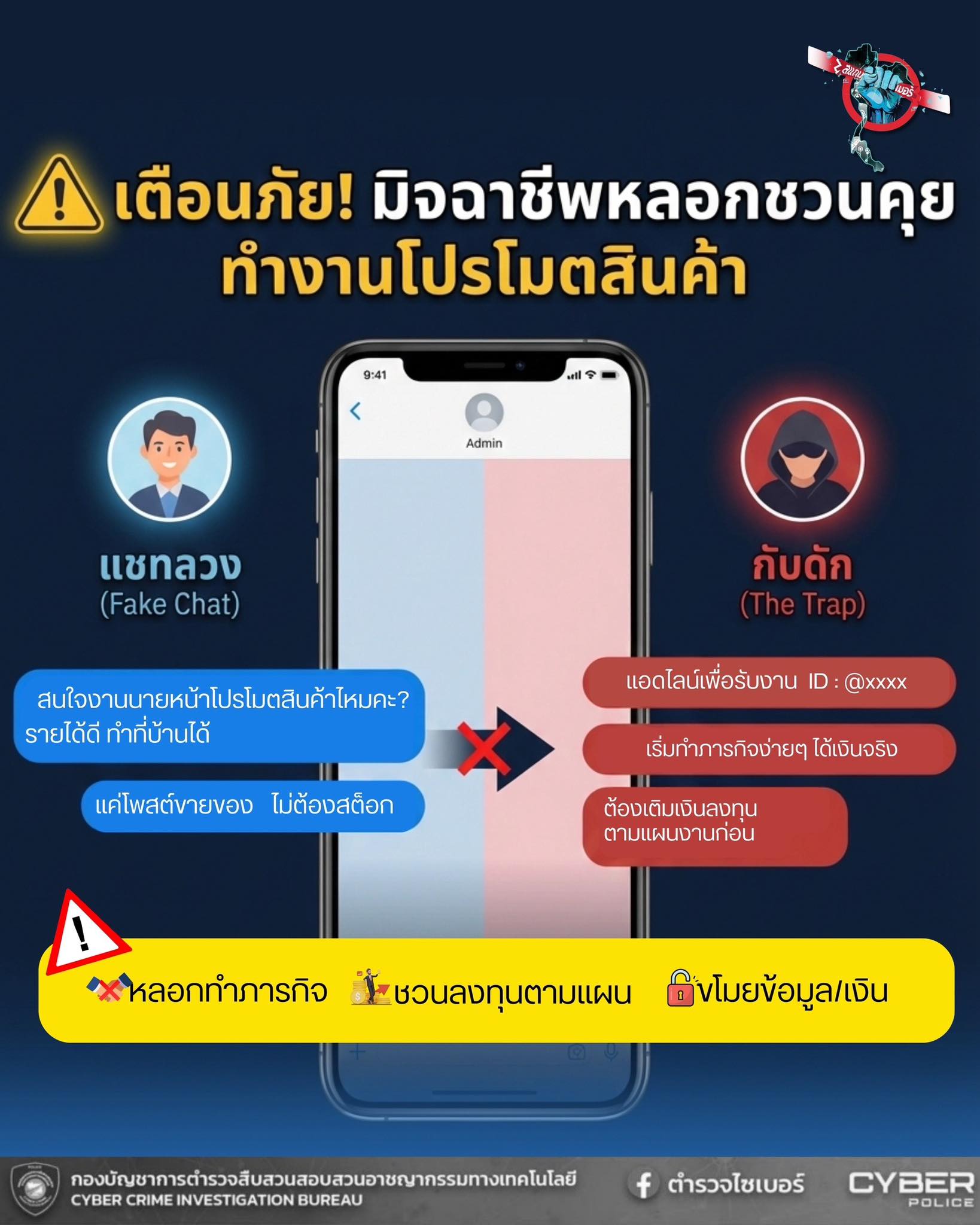 เตือนภัย! มิจฉาชีพมามุกใหม่ "หลอกชวนคุย ทำงานโปรโมตสินค้า