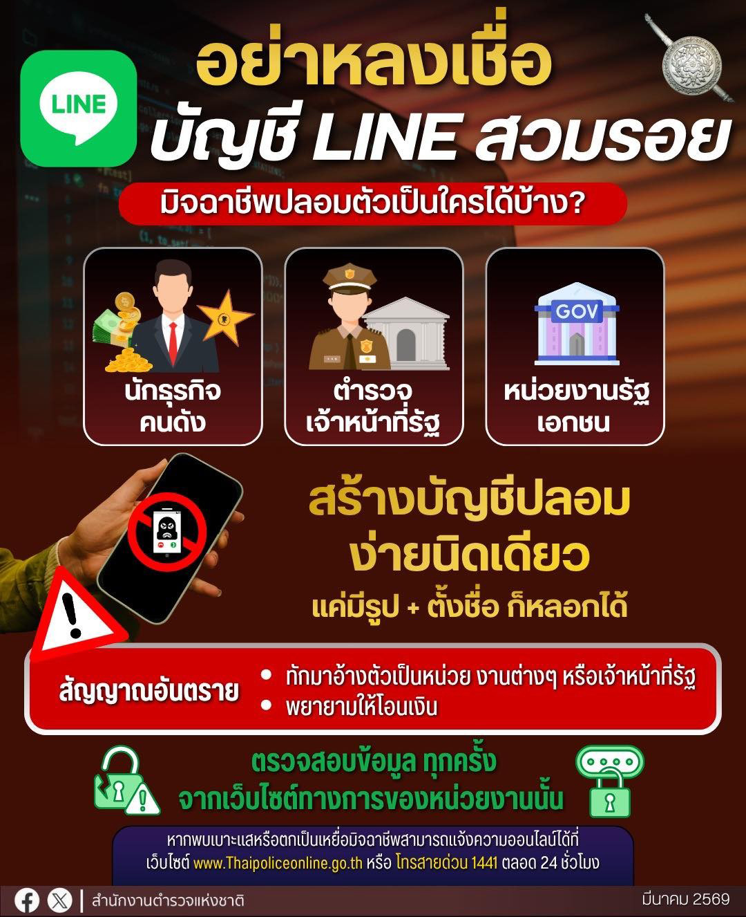 บัญชีไลน์สวมรอย มิจฉาชีพปลอมตัวเป็นใครก็ได้?