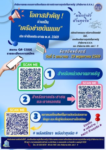 สำนักงาน ป.ป.ท. เปิดรับสมัครคัดเลือกเครือข่ายเพื่อเข้ารับรางวัล__(69/1/16)