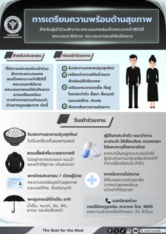 การเตรียมความพร้อมด้านสุขภาพ สำหรับผู้เข้าร่วมสักการะพระบรมศพพระพันปีหลวง